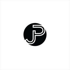 letter j p logo vector template line