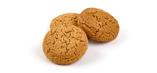 Oat cookies, isolated on white background.