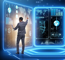 Businessman trading in world stock market