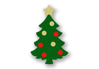 Árbol de navidad pintado sobre fondo blanco.