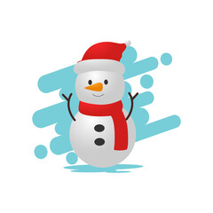 Illustration snowman wearing christmas hat design