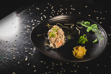 Perfect Sushi Japanese Asian Seafood Food Dish Drink Cocktail Dessert Menu Gourmet Restaurant Chef on Dark Background
