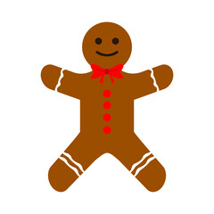 Gingerbread man holiday biscuit or cookie flat color icon, Happy New Year symbol