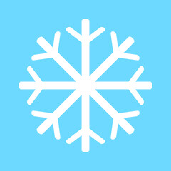 Snowflake vector icon on blue background, Merry Christmas