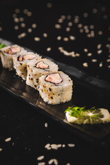 Perfect Sushi Japanese Asian Seafood Food Dish Menu Gourmet Restaurant Chef on Dark Background