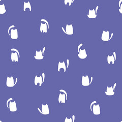 Abstract cats seamless vetor pattern. Cats doodle pattern. Very peri color1 1