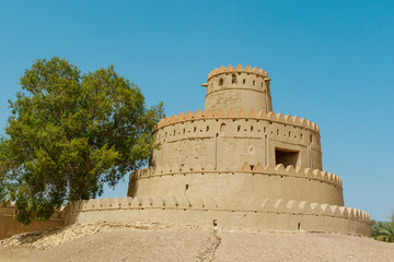 Exterior and towers of the Al Jahili Fort in Al Ain, Abu Dhabi, United Arab Emirates, Arabia