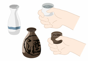 おちょこを持つ　線無し