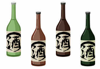 一升瓶　ラベル付き