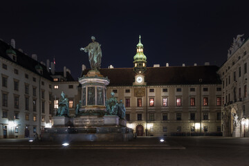 Fototapeta na wymiar Night view of Kaiser Franz I Monument - Vienna, Austria
