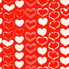 white hearts on a red background