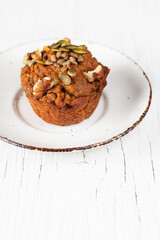 Fresh apple muffin on a plate