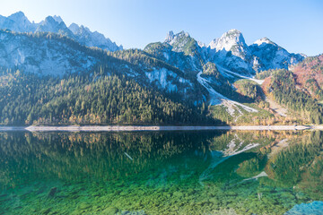 Beautifu view of  Vorderer Gosausee Lake during the autumn - Gosau, Austria