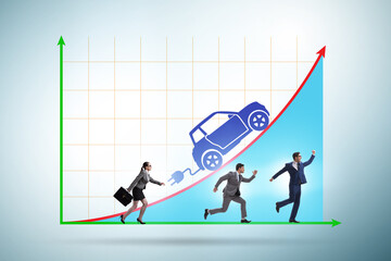 Growth of electric car usage concept