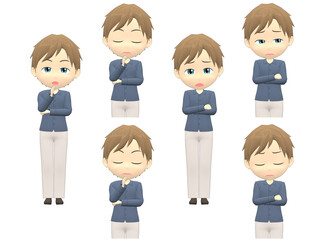 [Worry A] Caucasian Man shirts Medium hair front