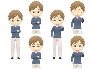 [Angry A] Caucasian Man shirts Medium hair front