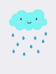 rain drops with a smile cloud
