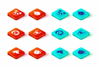 Set Dog head, Monkey, Owl bird, Deer with antlers, Puffer fish and Cute panda face icon. Vector © Vadim