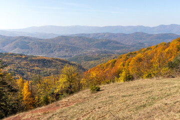Naklejka na ściany i meble Autumn Landscape of Erul mountain near Kamenititsa peak, Bulgaria