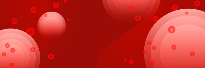 Circle layer Red Abstract Geometric Wide Banner Design Background
