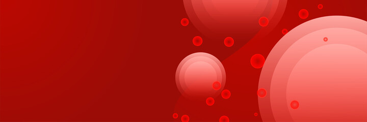 Circle layer Red Abstract Geometric Wide Banner Design Background