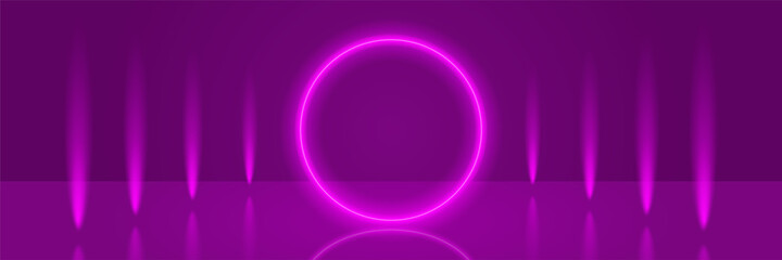 Circle Low Light Technology Purple Abstract Geometric Wide Banner Design Background