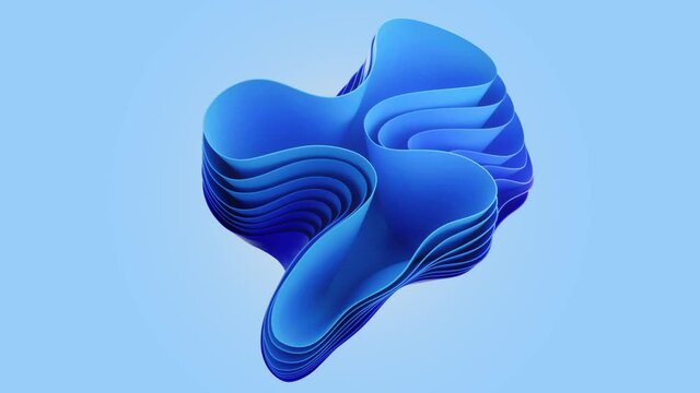 Trendy design background. Seamless loop 3d animation. Abstract Blue waves