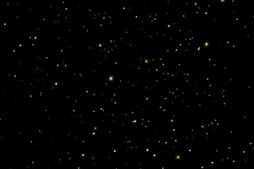 Naklejka na ściany i meble Shiny golden glitter stars scattered in space on black background