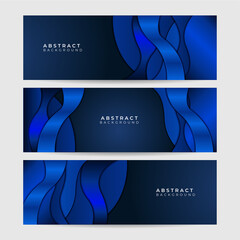 Wave Blue Abstract Geometric Wide Banner Design Background