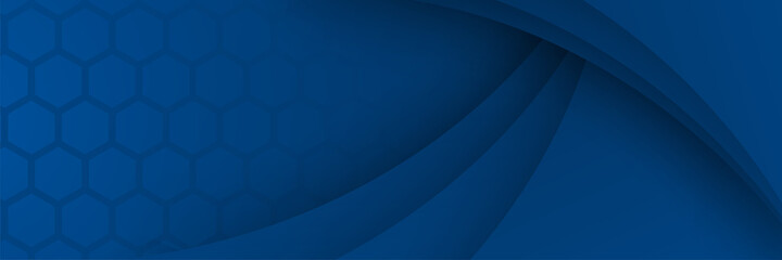 Papercut Blue Abstract Geometric Wide Banner Design Background