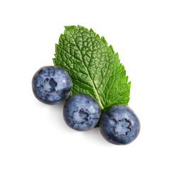 Tasty ripe bilberries on white background