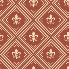 Background ornament on brown background in vintage style. Vector illustration for your design projects, seamless pattern, wallpaper textures with flat design.