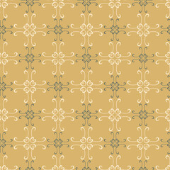 Abstract background pattern with floral ornament on gold background. Vector illustration for your design projects, seamless pattern, wallpaper textures with flat design.