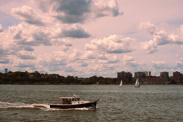 Naklejka premium boat on the river