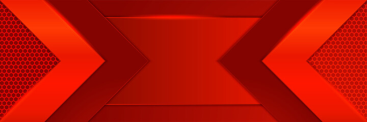Arrow Tech Red Abstract Geometric Wide Banner Design Background