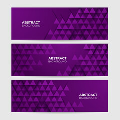 3d Triangle shape Purple Abstract Geometric Wide Banner Design Background