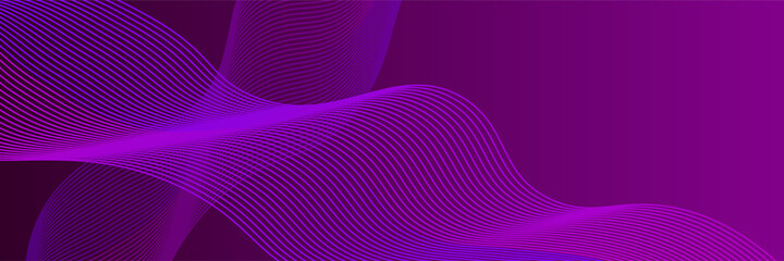 Wave Blend Purple Abstract Geometric Wide Banner Design Background