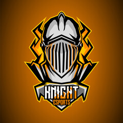 esport mascot of medieval knight head, this cool and fierce image is suitable for esport team logos or for fighting club logo, can be used t-shirt or merchandise design