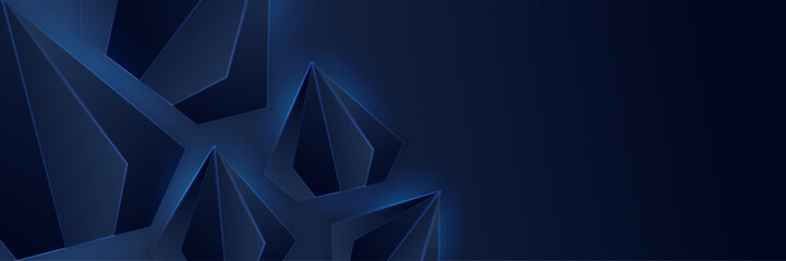 Shiny Diamond Blue Abstract 3d Wide Banner Design Background