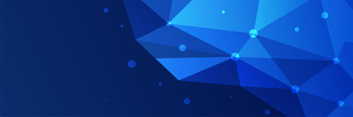 Gradient Low Poly Blue Abstract Memphis Geometric Wide Banner Design Background