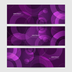 Set of modern abstract purple banner background