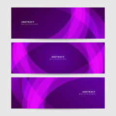 Set of modern abstract purple banner background