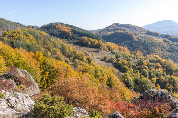 Fototapeta na wymiar Autumn Landscape of Erul mountain near Kamenititsa peak, Bulgaria