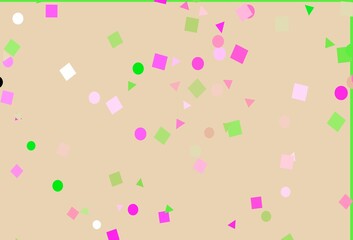 Light Pink, Green vector layout with circles, lines, rectangles.