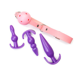 Different sex toys isolated on white