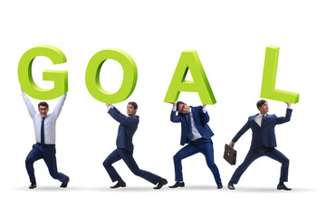 Fototapeta premium Businessman in goal concept carrying letters