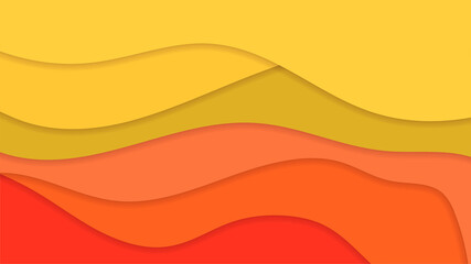 Wave papercut orange Colorful Abstract Geometric Design Background