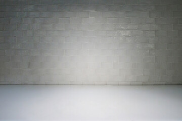 table with white ceramic tile wall, product display template