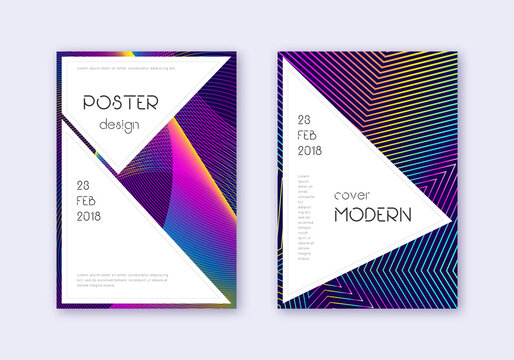 Stylish cover design template set. Rainbow abstrac