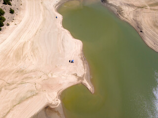 Aerial view of Domlyan Reservoir, Sredna Gora Mountain, Bulgaria